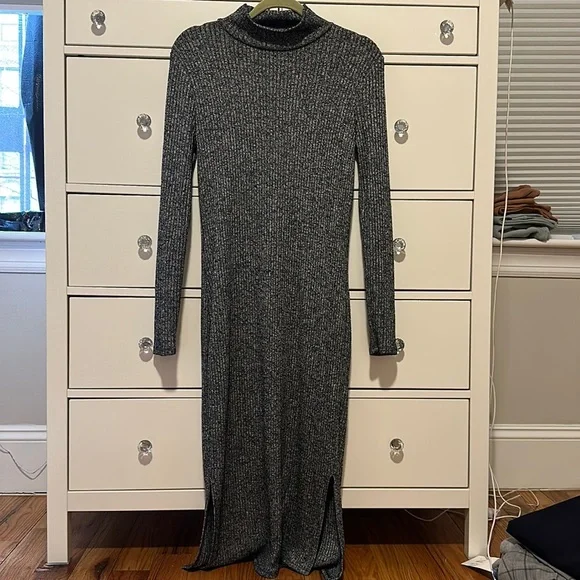 banana republic ribbed midi sweater dress Banana Republic Refined Ribbed Midi Sweater Dress Size XS NWT BLACK